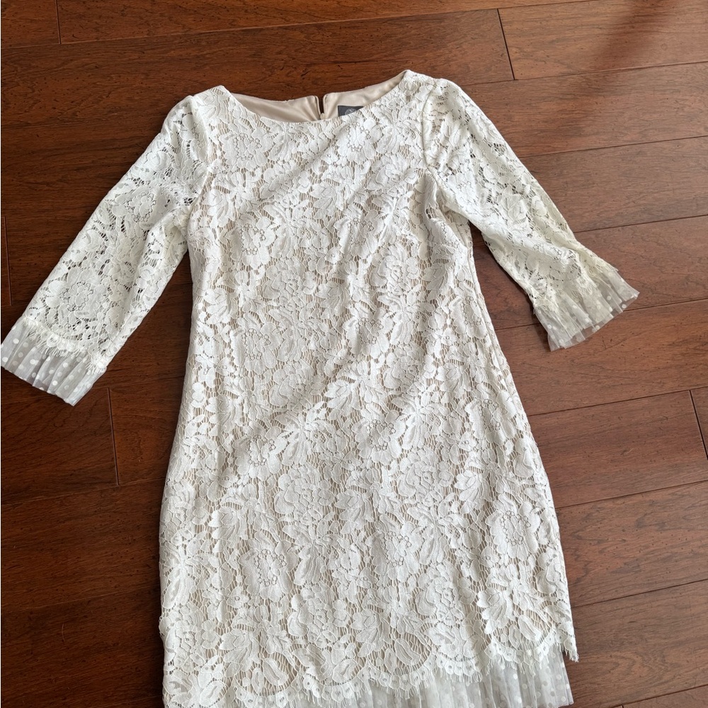 Vince Camuto White Lace Sheath Dress